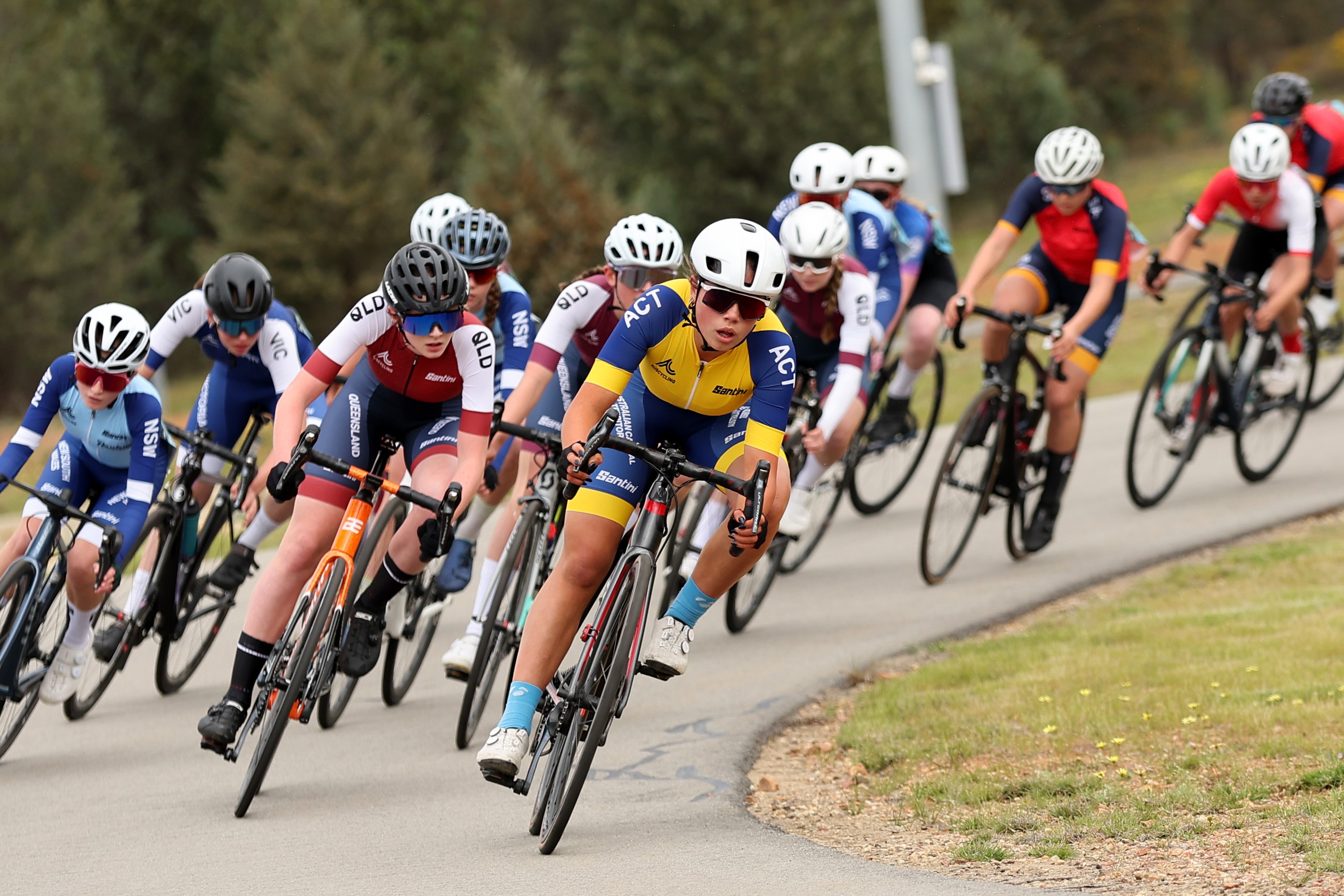 A junior girl's criterium race at the 2025 AusCycling Junior and Masters Road National Championships